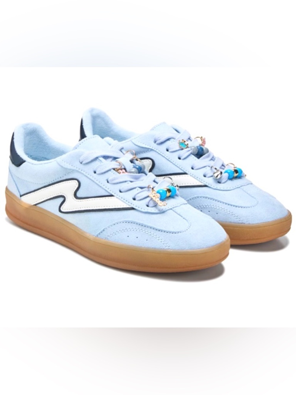 NEW MADDEN GIRL GIIA CASUAL SNEAKERS CHARMS BABY BLUE LACE UP SLIP ONS SIZE 7.5
